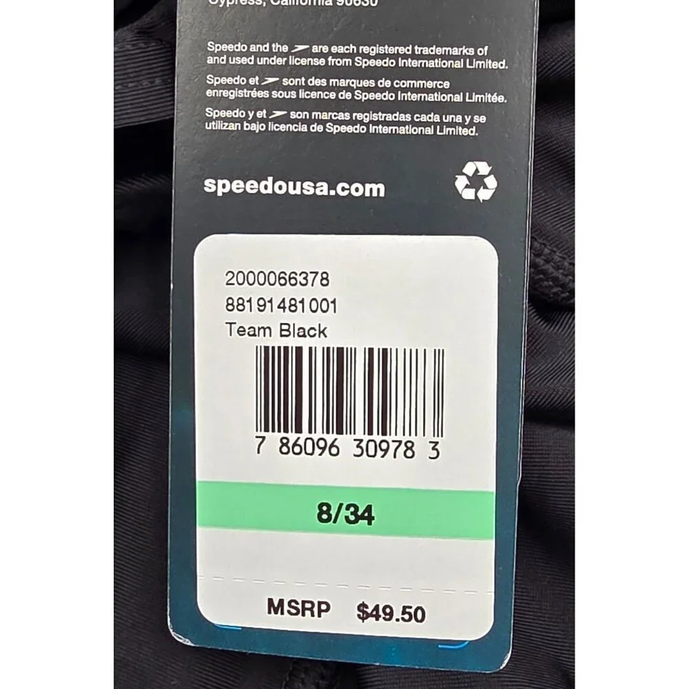 NWT Women's - Speedo Pro LT Black One Piece Swimsuit, Size 8/34